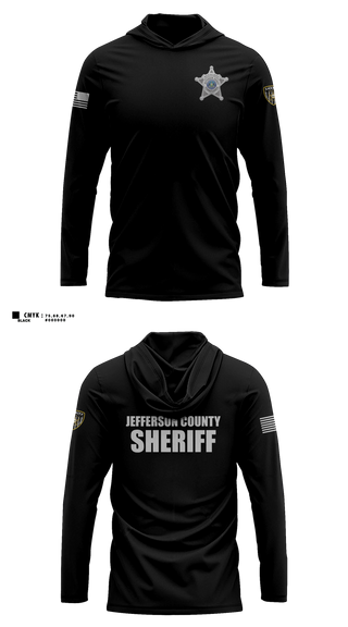 Long Sleeve hooded sunshirt, Jefferson County Sheriff's Office, Police, Teamtime, Team time, sublimation, custom sports apparel, team uniforms, spirit wear, spiritwear, sports uniforms, custom shirts, team store, custom team store, fundraiser sports, apparel fundraiser