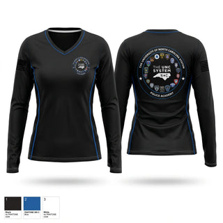 Womens Long Sleeve Vneck Shirt, The UNC System BLET, Police, Teamtime, Team time, sublimation, custom sports apparel, team uniforms, spirit wear, spiritwear, sports uniforms, custom shirts, team store, custom team store, fundraiser sports, apparel fundraiser