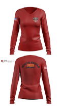 White Shield Fire Department Women's Long Sleeve V-neck Shirt - 2