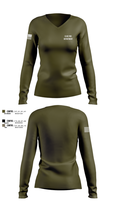 Elsie Fire Department 41046242 Women's Long Sleeve V-neck Shirt - 101