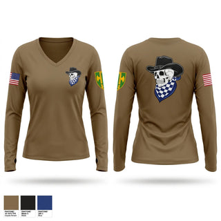 Womens Long Sleeve Vneck Shirt, HHC, 18 MP BDE, Army, Teamtime, Team time, sublimation, custom sports apparel, team uniforms, spirit wear, spiritwear, sports uniforms, custom shirts, team store, custom team store, fundraiser sports, apparel fundraiser