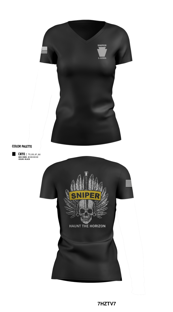 Snipers 1-109  Women's Short Sleeve V-neck Shirt - 16