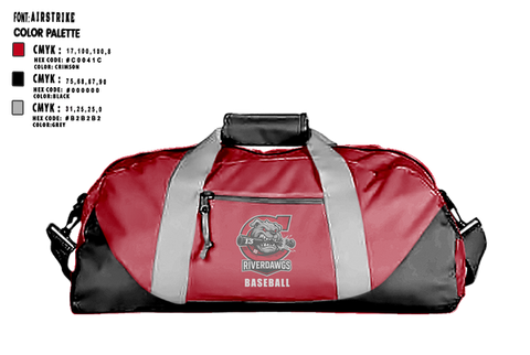 Duffle Bag, Clarkston RiverDawgs, Baseball, Teamtime, Team time, sublimation, custom sports apparel, team uniforms, spirit wear, spiritwear, sports uniforms, custom shirts, team store, custom team store, fundraiser sports, apparel fundraiser