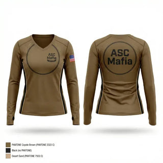 Womens Long Sleeve Vneck Shirt, ASC Mafia, Army, Teamtime, Team time, sublimation, custom sports apparel, team uniforms, spirit wear, spiritwear, sports uniforms, custom shirts, team store, custom team store, fundraiser sports, apparel fundraiser