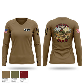 Womens Long Sleeve Vneck Shirt, 345th MCGA, Army, Teamtime, Team time, sublimation, custom sports apparel, team uniforms, spirit wear, spiritwear, sports uniforms, custom shirts, team store, custom team store, fundraiser sports, apparel fundraiser
