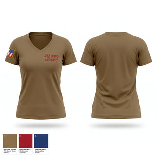 Womens Short Sleeve Vneck Shirt, 422 Bravo company, Army, Teamtime, Team time, sublimation, custom sports apparel, team uniforms, spirit wear, spiritwear, sports uniforms, custom shirts, team store, custom team store, fundraiser sports, apparel fundraiser