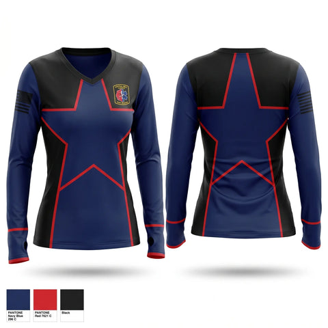Womens Long Sleeve Vneck Shirt, CBCFR, Fire Department, Teamtime, Team time, sublimation, custom sports apparel, team uniforms, spirit wear, spiritwear, sports uniforms, custom shirts, team store, custom team store, fundraiser sports, apparel fundraiser