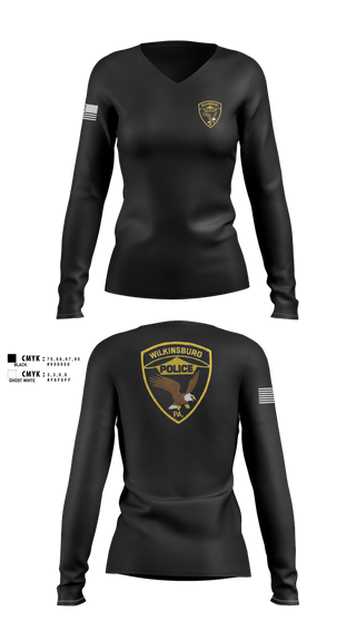 Womens Long Sleeve Vneck Shirt, 18 SFS FLY AWAY SECURITY, Air Force, Teamtime, Team time, sublimation, custom sports apparel, team uniforms, spirit wear, spiritwear, sports uniforms, custom shirts, team store, custom team store, fundraiser sports, apparel fundraiser