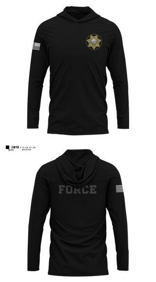 Long Sleeve Performance Shirt with hood, Ucla police departments, Police, Teamtime, Team time, sublimation, custom sports apparel, team uniforms, spirit wear, spiritwear, sports uniforms, custom shirts, team store, custom team store, fundraiser sports, apparel fundraiser