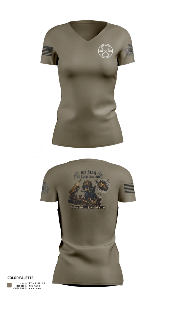 Womens Short Sleeve Vneck Shirt, A/2-43 ADA, Army, Teamtime, Team time, sublimation, custom sports apparel, team uniforms, spirit wear, spiritwear, sports uniforms, custom shirts, team store, custom team store, fundraiser sports, apparel fundraiser