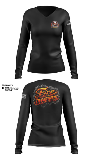 Womens Long Sleeve Vneck Shirt, Sibley District 2, Fire Department, Teamtime, Team time, sublimation, custom sports apparel, team uniforms, spirit wear, spiritwear, sports uniforms, custom shirts, team store, custom team store, fundraiser sports, apparel fundraiser