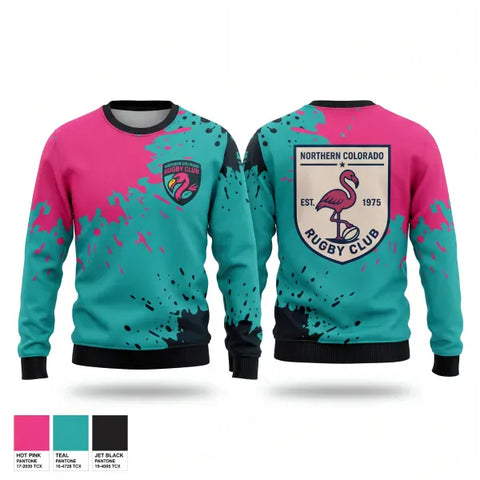 Crew Neck Sweatshirt, NOCO Flamingos, Rugby, Teamtime, Team time, sublimation, custom sports apparel, team uniforms, spirit wear, spiritwear, sports uniforms, custom shirts, team store, custom team store, fundraiser sports, apparel fundraiser