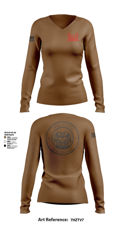 351st EUD 76149457 Women's Long Sleeve V-neck Shirt - 2