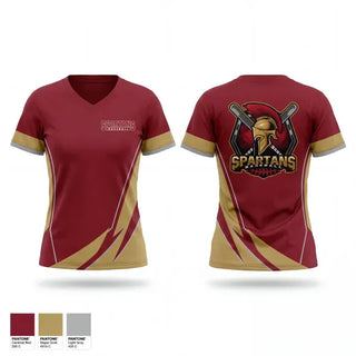Womens Short Sleeve Vneck Shirt, Mid TN Spartans, Baseball, Teamtime, Team time, sublimation, custom sports apparel, team uniforms, spirit wear, spiritwear, sports uniforms, custom shirts, team store, custom team store, fundraiser sports, apparel fundraiser