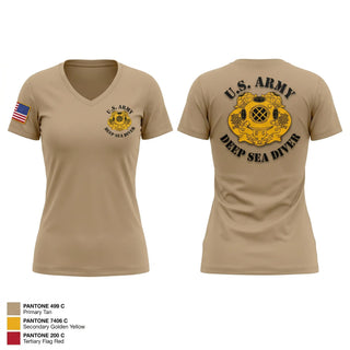 Womens Short Sleeve Vneck Shirt, 7th Engineer Dive Detachment, Army, Teamtime, Team time, sublimation, custom sports apparel, team uniforms, spirit wear, spiritwear, sports uniforms, custom shirts, team store, custom team store, fundraiser sports, apparel fundraiser