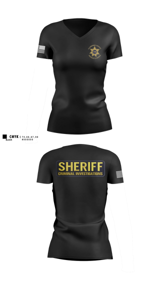 Womens Short Sleeve Vneck Shirt, Claiborne County Sheriffs Office Criminal Investigations, Police, Teamtime, Team time, sublimation, custom sports apparel, team uniforms, spirit wear, spiritwear, sports uniforms, custom shirts, team store, custom team store, fundraiser sports, apparel fundraiser