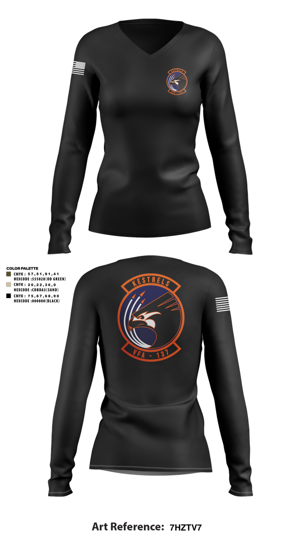 Womens Long Sleeve Vneck Shirt, Kestrels, Navy, Teamtime, Team time, sublimation, custom sports apparel, team uniforms, spirit wear, spiritwear, sports uniforms, custom shirts, team store, custom team store, fundraiser sports, apparel fundraiser