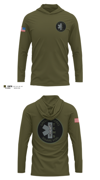 Long Sleeve Performance Shirt with hood, Bibb County Tactical EMS, EMS/EMT, Teamtime, Team time, sublimation, custom sports apparel, team uniforms, spirit wear, spiritwear, sports uniforms, custom shirts, team store, custom team store, fundraiser sports, apparel fundraiser