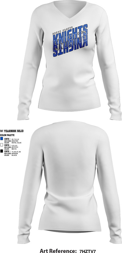 South Platte Knights Volleyball 49562673 Women's Long Sleeve V-neck Shirt - 3