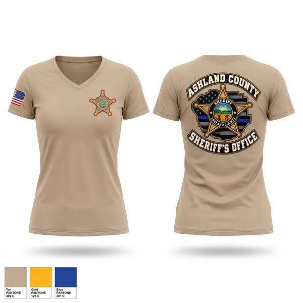 Womens Short Sleeve Vneck Shirt, Ashland County Sheriff Office, Police, Teamtime, Team time, sublimation, custom sports apparel, team uniforms, spirit wear, spiritwear, sports uniforms, custom shirts, team store, custom team store, fundraiser sports, apparel fundraiser