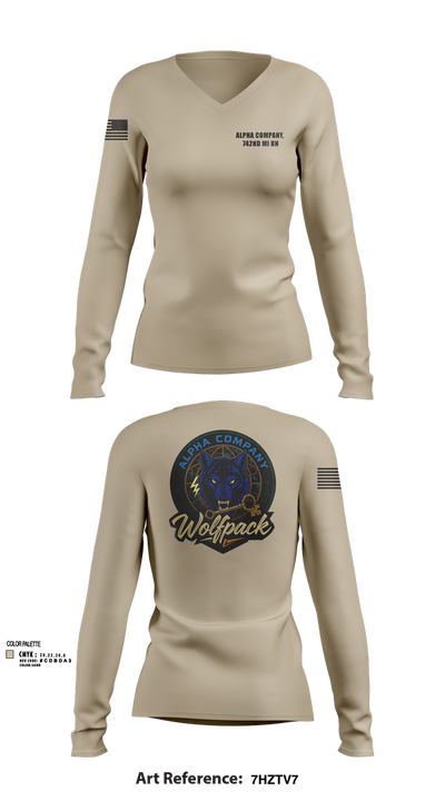 Alpha Company, 742nd MI BN 30113314 Women's Long Sleeve V-neck Shirt - 103