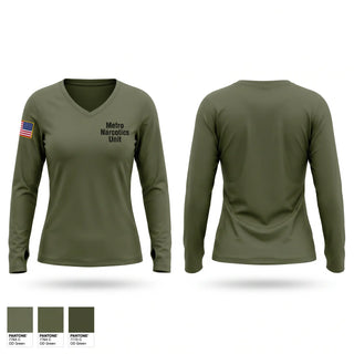Womens Long Sleeve Vneck Shirt, Metro Narcotics Unit, Police, Teamtime, Team time, sublimation, custom sports apparel, team uniforms, spirit wear, spiritwear, sports uniforms, custom shirts, team store, custom team store, fundraiser sports, apparel fundraiser