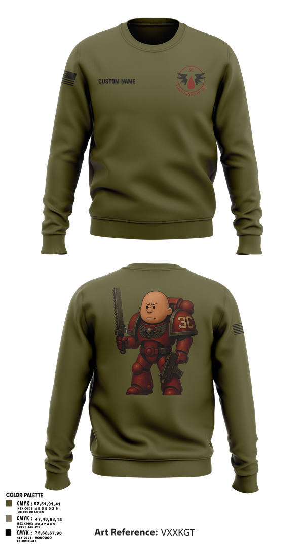 Crew Neck Sweatshirt, CCo, 1-508PIR (OG), Army, Teamtime, Team time, sublimation, custom sports apparel, team uniforms, spirit wear, spiritwear, sports uniforms, custom shirts, team store, custom team store, fundraiser sports, apparel fundraiser