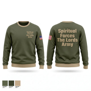 Crew Neck Sweatshirt, Spiritual Forces The Lords Army, National Guard, Teamtime, Team time, sublimation, custom sports apparel, team uniforms, spirit wear, spiritwear, sports uniforms, custom shirts, team store, custom team store, fundraiser sports, apparel fundraiser