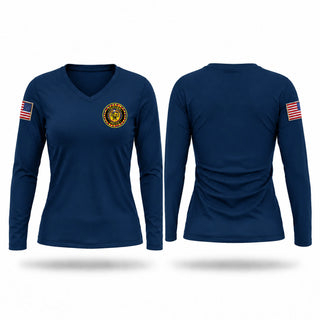 Womens Long Sleeve Vneck Shirt, Fairview Police Department, Police, Teamtime, Team time, sublimation, custom sports apparel, team uniforms, spirit wear, spiritwear, sports uniforms, custom shirts, team store, custom team store, fundraiser sports, apparel fundraiser