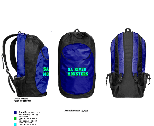 Gear Bag, SA River Monsters, Baseball, Teamtime, Team time, sublimation, custom sports apparel, team uniforms, spirit wear, spiritwear, sports uniforms, custom shirts, team store, custom team store, fundraiser sports, apparel fundraiser