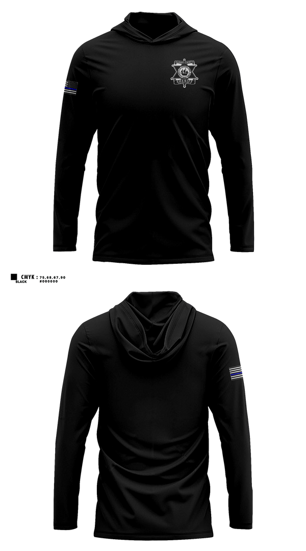 Long Sleeve hooded sunshirt, Albany County Sheriff, Police, Teamtime, Team time, sublimation, custom sports apparel, team uniforms, spirit wear, spiritwear, sports uniforms, custom shirts, team store, custom team store, fundraiser sports, apparel fundraiser