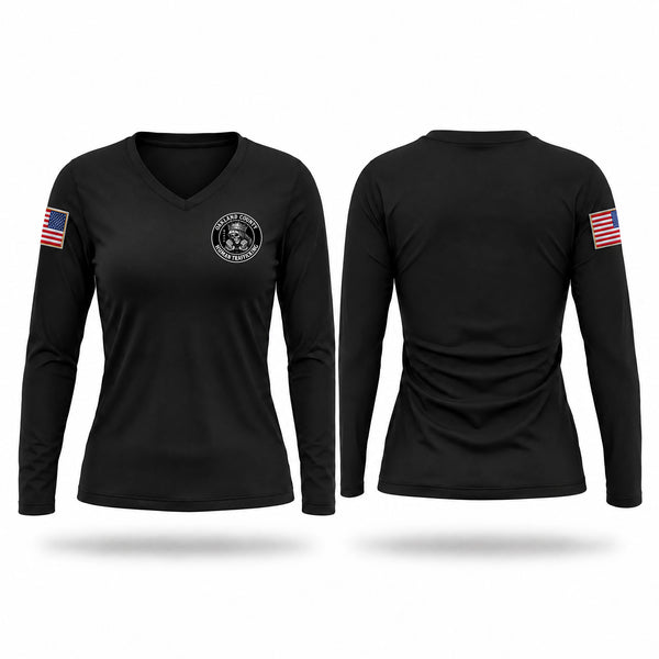 Womens Long Sleeve Vneck Shirt, Human Trafficking Task Force, Police, Teamtime, Team time, sublimation, custom sports apparel, team uniforms, spirit wear, spiritwear, sports uniforms, custom shirts, team store, custom team store, fundraiser sports, apparel fundraiser