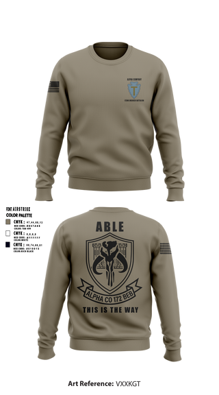 Crew Neck Sweatshirt, A Co 172 BEB, National Guard, Teamtime, Team time, sublimation, custom sports apparel, team uniforms, spirit wear, spiritwear, sports uniforms, custom shirts, team store, custom team store, fundraiser sports, apparel fundraiser