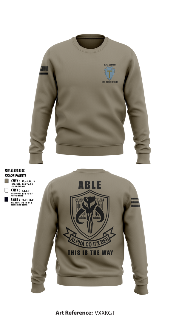 Crew Neck Sweatshirt, A Co 172 BEB, National Guard, Teamtime, Team time, sublimation, custom sports apparel, team uniforms, spirit wear, spiritwear, sports uniforms, custom shirts, team store, custom team store, fundraiser sports, apparel fundraiser