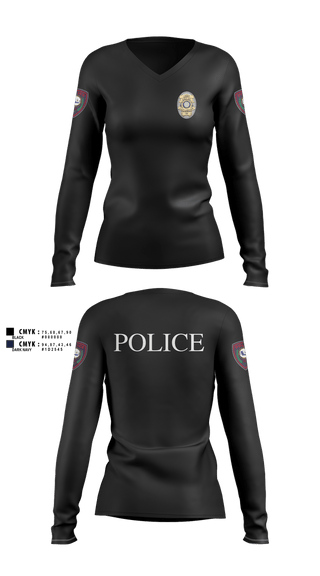 Womens Long Sleeve Vneck Shirt, LACY LAKEVIEW POLICE, Police, Teamtime, Team time, sublimation, custom sports apparel, team uniforms, spirit wear, spiritwear, sports uniforms, custom shirts, team store, custom team store, fundraiser sports, apparel fundraiser