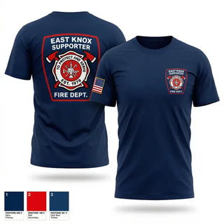Old School Cotton Feel Shirt, East Knox Supporter, Fire Department, Teamtime, Team time, sublimation, custom sports apparel, team uniforms, spirit wear, spiritwear, sports uniforms, custom shirts, team store, custom team store, fundraiser sports, apparel fundraiser