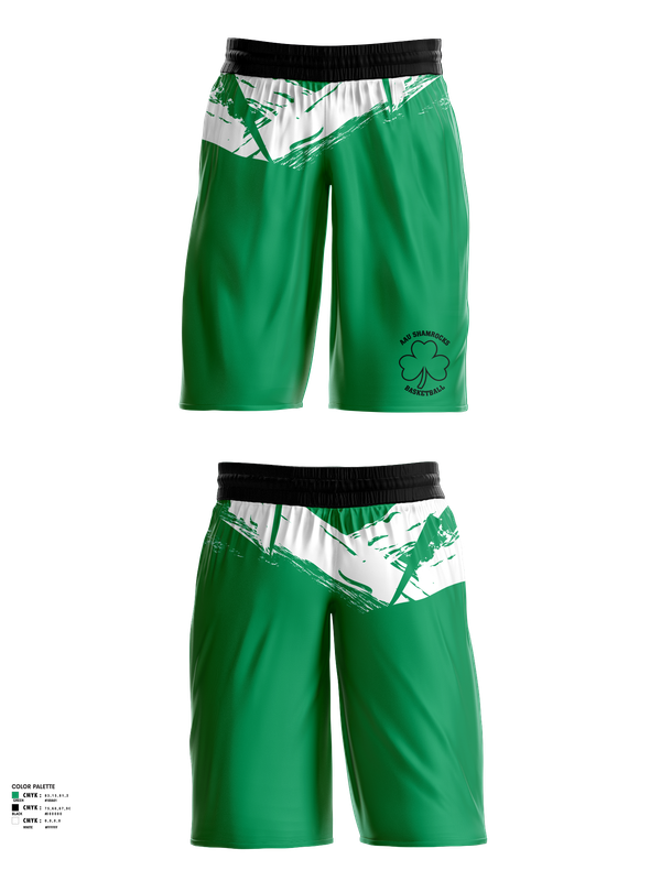 Womens Basketball Shorts, Shamrocks, Women's Basketball, Teamtime, Team time, sublimation, custom sports apparel, team uniforms, spirit wear, spiritwear, sports uniforms, custom shirts, team store, custom team store, fundraiser sports, apparel fundraiser