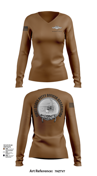 Womens Long Sleeve Vneck Shirt, USS Jefferson City FCPOA, Navy, Teamtime, Team time, sublimation, custom sports apparel, team uniforms, spirit wear, spiritwear, sports uniforms, custom shirts, team store, custom team store, fundraiser sports, apparel fundraiser