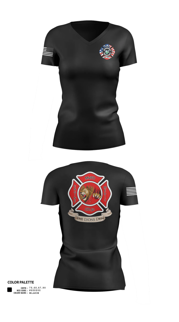 Womens Short Sleeve Vneck Shirt, Company 52, Fire Department, Teamtime, Team time, sublimation, custom sports apparel, team uniforms, spirit wear, spiritwear, sports uniforms, custom shirts, team store, custom team store, fundraiser sports, apparel fundraiser