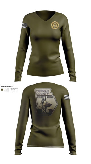 Womens Long Sleeve Vneck Shirt, Thomas county sheriff's office, Police, Teamtime, Team time, sublimation, custom sports apparel, team uniforms, spirit wear, spiritwear, sports uniforms, custom shirts, team store, custom team store, fundraiser sports, apparel fundraiser