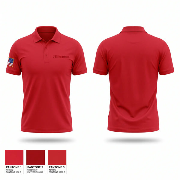 Short Sleeve Performance Polo, USS Nebraska, Navy, Teamtime, Team time, sublimation, custom sports apparel, team uniforms, spirit wear, spiritwear, sports uniforms, custom shirts, team store, custom team store, fundraiser sports, apparel fundraiser