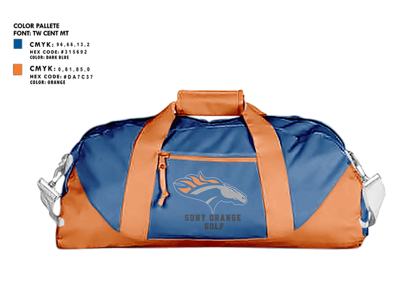Duffle Bag, SUNY Orange Golf, Golf, Teamtime, Team time, sublimation, custom sports apparel, team uniforms, spirit wear, spiritwear, sports uniforms, custom shirts, team store, custom team store, fundraiser sports, apparel fundraiser