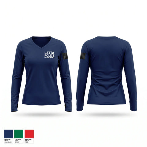 Womens Long Sleeve Vneck Shirt, LATTA POLICE DEPARTMENT, Police, Teamtime, Team time, sublimation, custom sports apparel, team uniforms, spirit wear, spiritwear, sports uniforms, custom shirts, team store, custom team store, fundraiser sports, apparel fundraiser