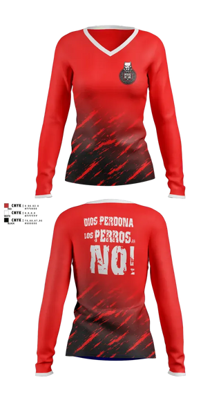 Womens Long Sleeve Vneck Shirt, PERROS DEL MAL, Men's Soccer, Teamtime, Team time, sublimation, custom sports apparel, team uniforms, spirit wear, spiritwear, sports uniforms, custom shirts, team store, custom team store, fundraiser sports, apparel fundraiser