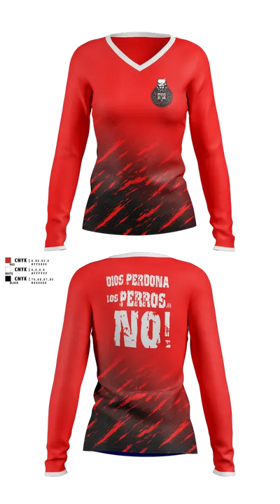 PERROS DEL MAL 12454683 Women's Long Sleeve V-neck Shirt - 2