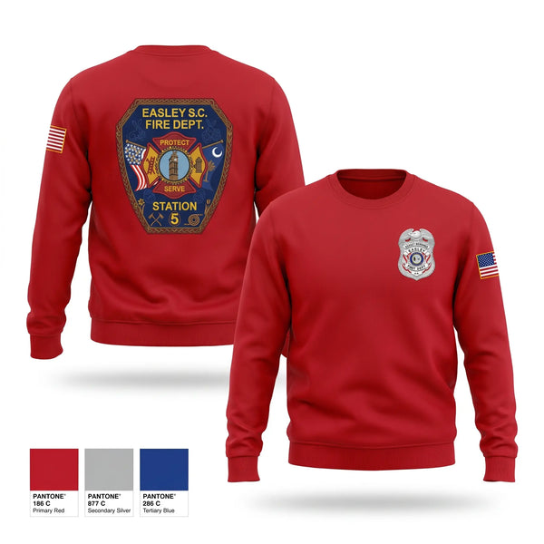 Crew Neck Sweatshirt, Easley Fire Department, Fire Department, Teamtime, Team time, sublimation, custom sports apparel, team uniforms, spirit wear, spiritwear, sports uniforms, custom shirts, team store, custom team store, fundraiser sports, apparel fundraiser