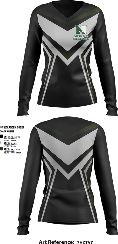 Minnechaug Regional High School Cheer 84223142 Women's Long Sleeve V-neck Shirt - 1