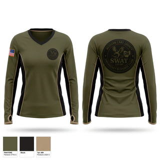Womens Long Sleeve Vneck Shirt, Western Lake County Emergency Response Team, Police, Teamtime, Team time, sublimation, custom sports apparel, team uniforms, spirit wear, spiritwear, sports uniforms, custom shirts, team store, custom team store, fundraiser sports, apparel fundraiser