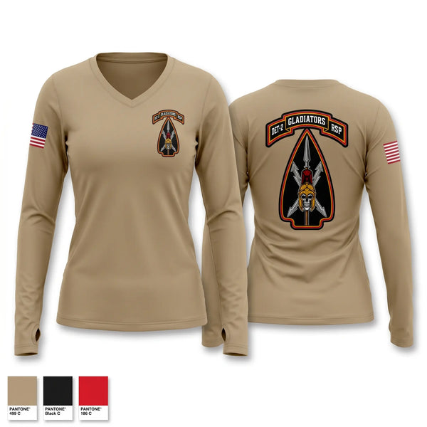 Womens Long Sleeve Vneck Shirt, DET-2, RSP, National Guard, Teamtime, Team time, sublimation, custom sports apparel, team uniforms, spirit wear, spiritwear, sports uniforms, custom shirts, team store, custom team store, fundraiser sports, apparel fundraiser