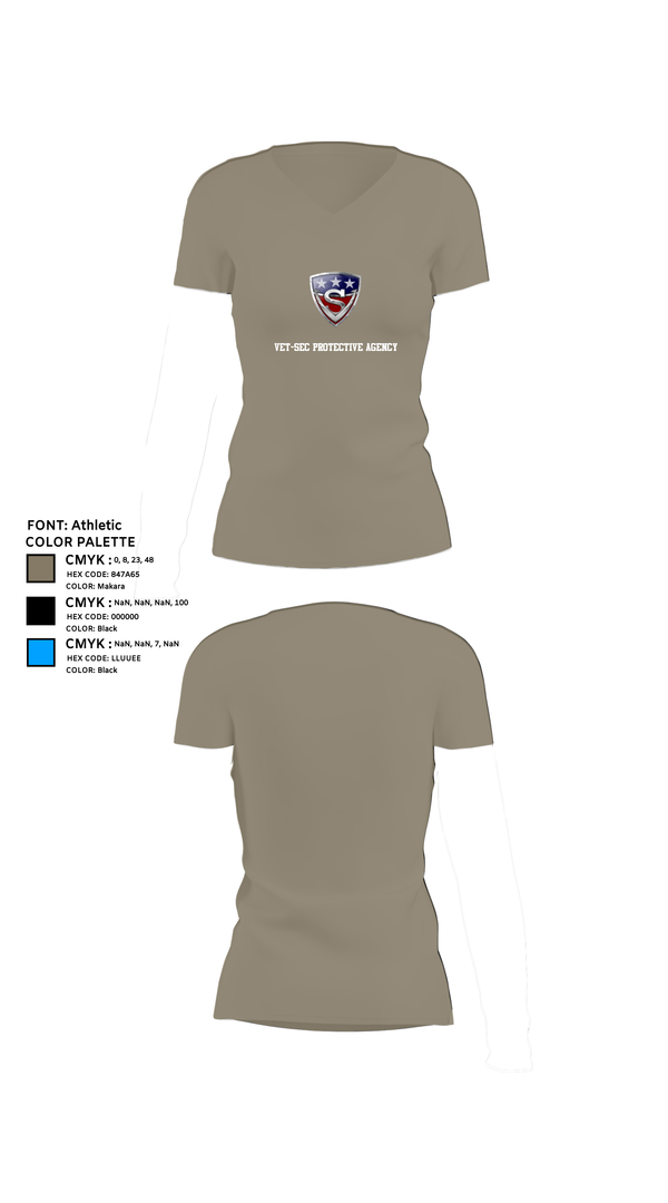 Womens Short Sleeve Vneck Shirt, Vet-Sec Protective agency, , Teamtime, Team time, sublimation, custom sports apparel, team uniforms, spirit wear, spiritwear, sports uniforms, custom shirts, team store, custom team store, fundraiser sports, apparel fundraiser